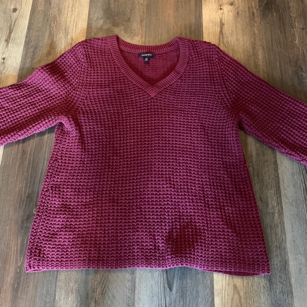 Lands End waffle knit wide arm sweater. Worn a few times
